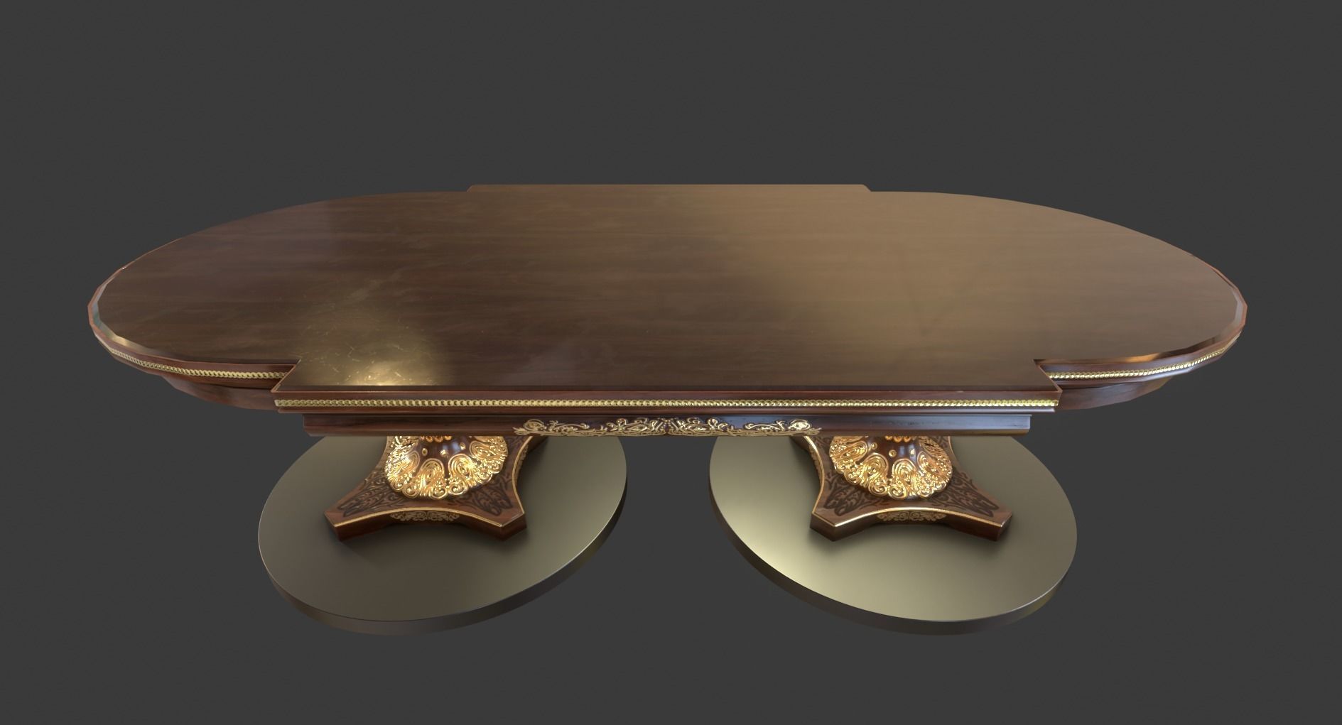 Vintage Wooden Table Low-poly 3D model_10