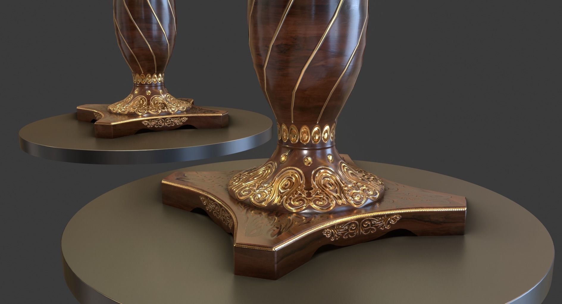 Vintage Wooden Table Low-poly 3D model_6