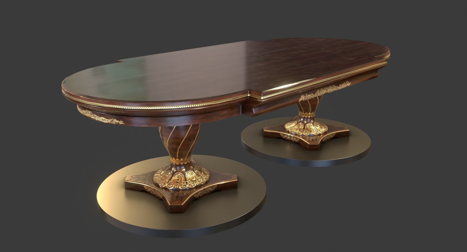 Vintage Wooden Table Low-poly 3D model_4