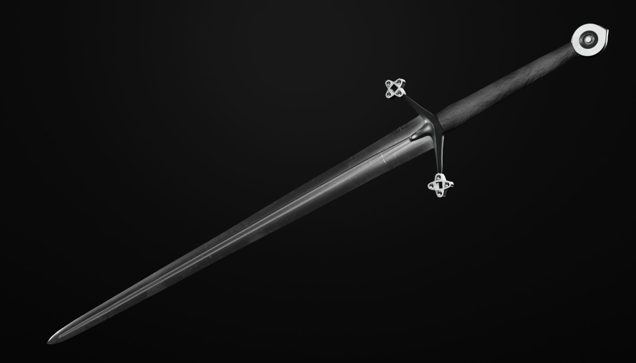 Claymore medieval sword with multiple texture variations Low-poly 3D model_4