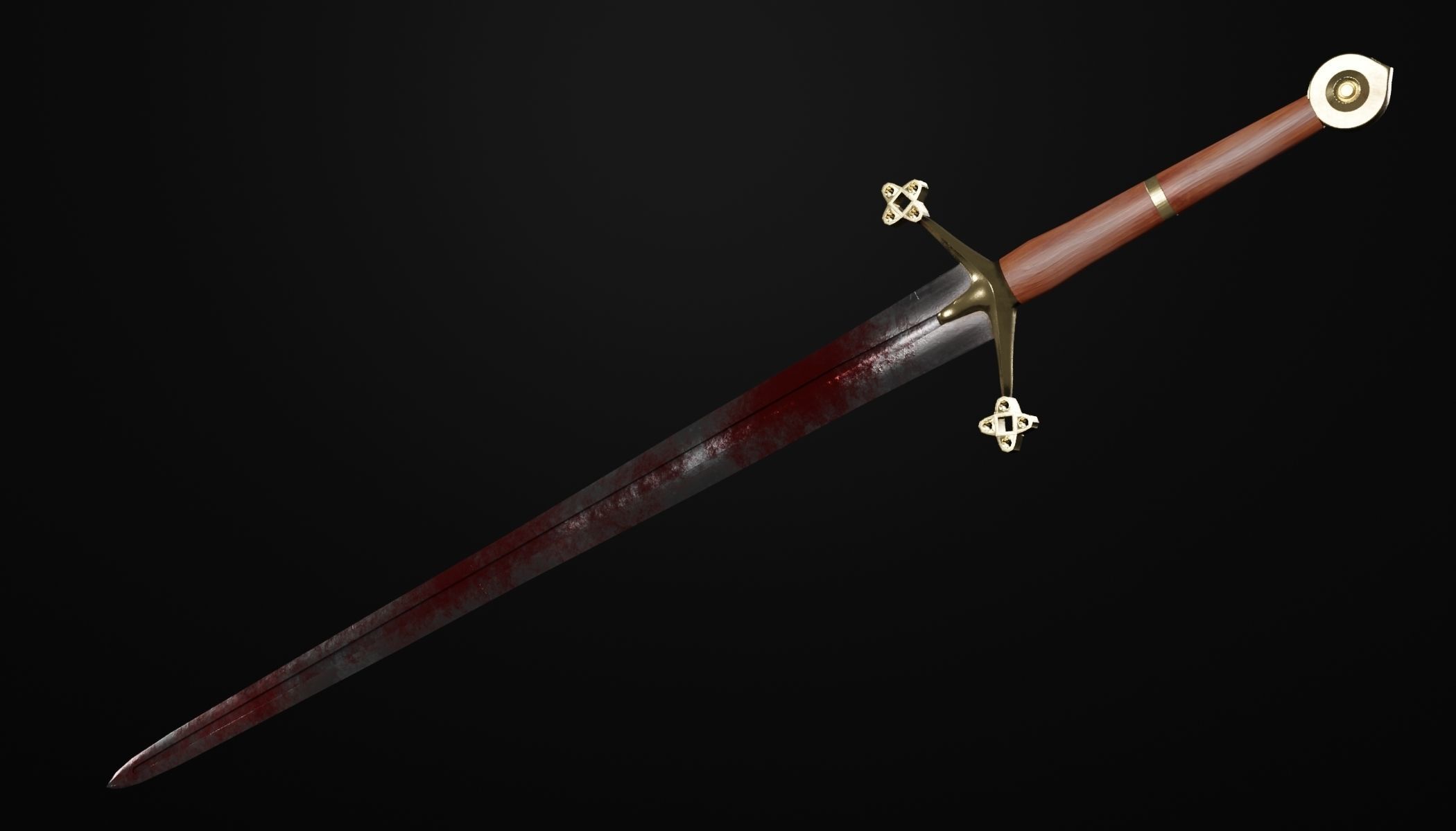 Claymore medieval sword with multiple texture variations Low-poly 3D model_11