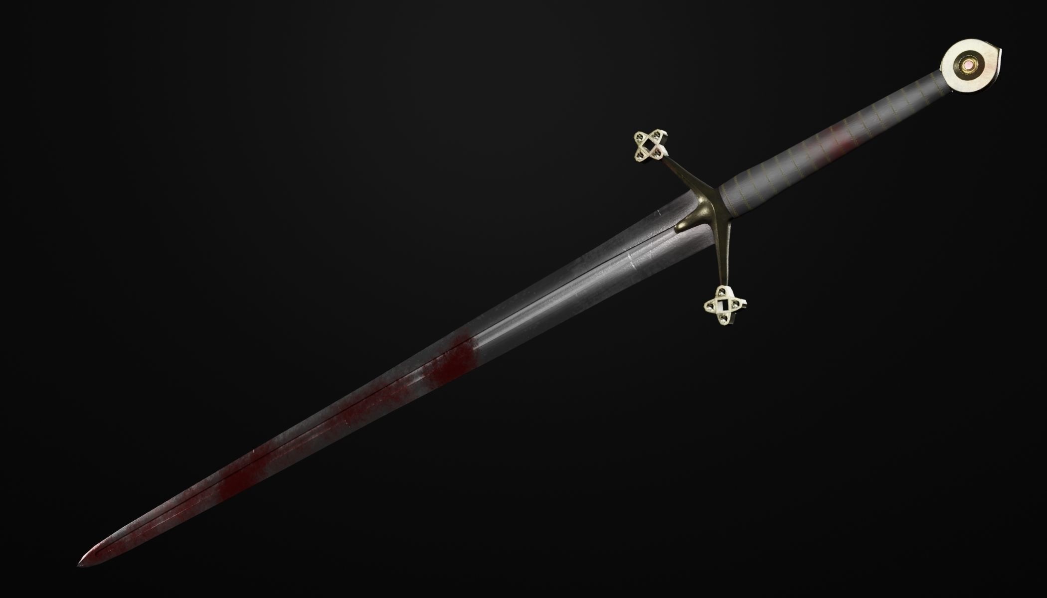 Claymore medieval sword with multiple texture variations Low-poly 3D model_7