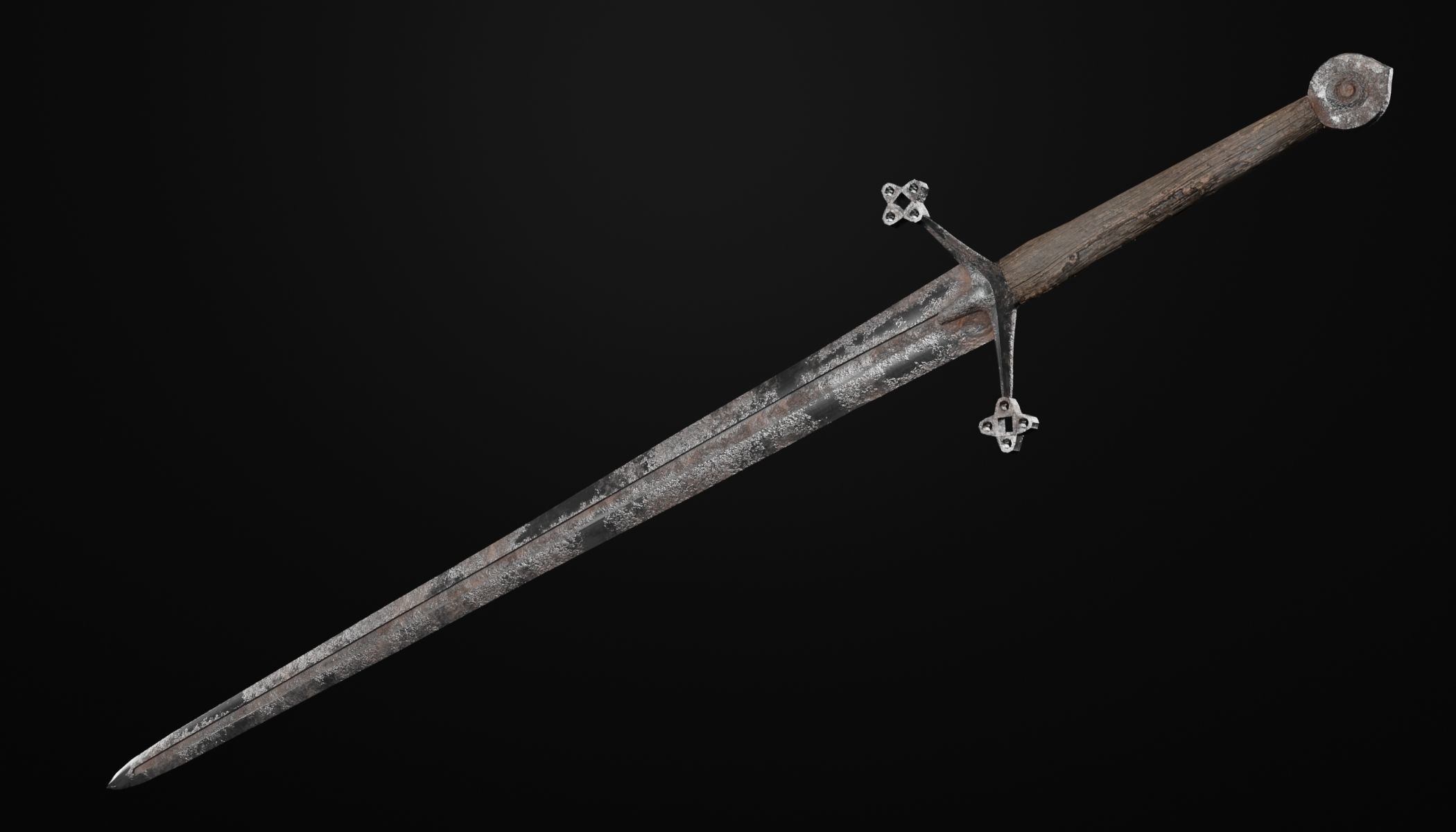 Claymore medieval sword with multiple texture variations Low-poly 3D model_12