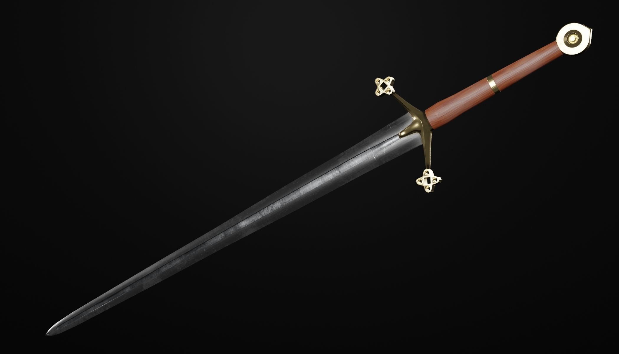 Claymore medieval sword with multiple texture variations Low-poly 3D model_10