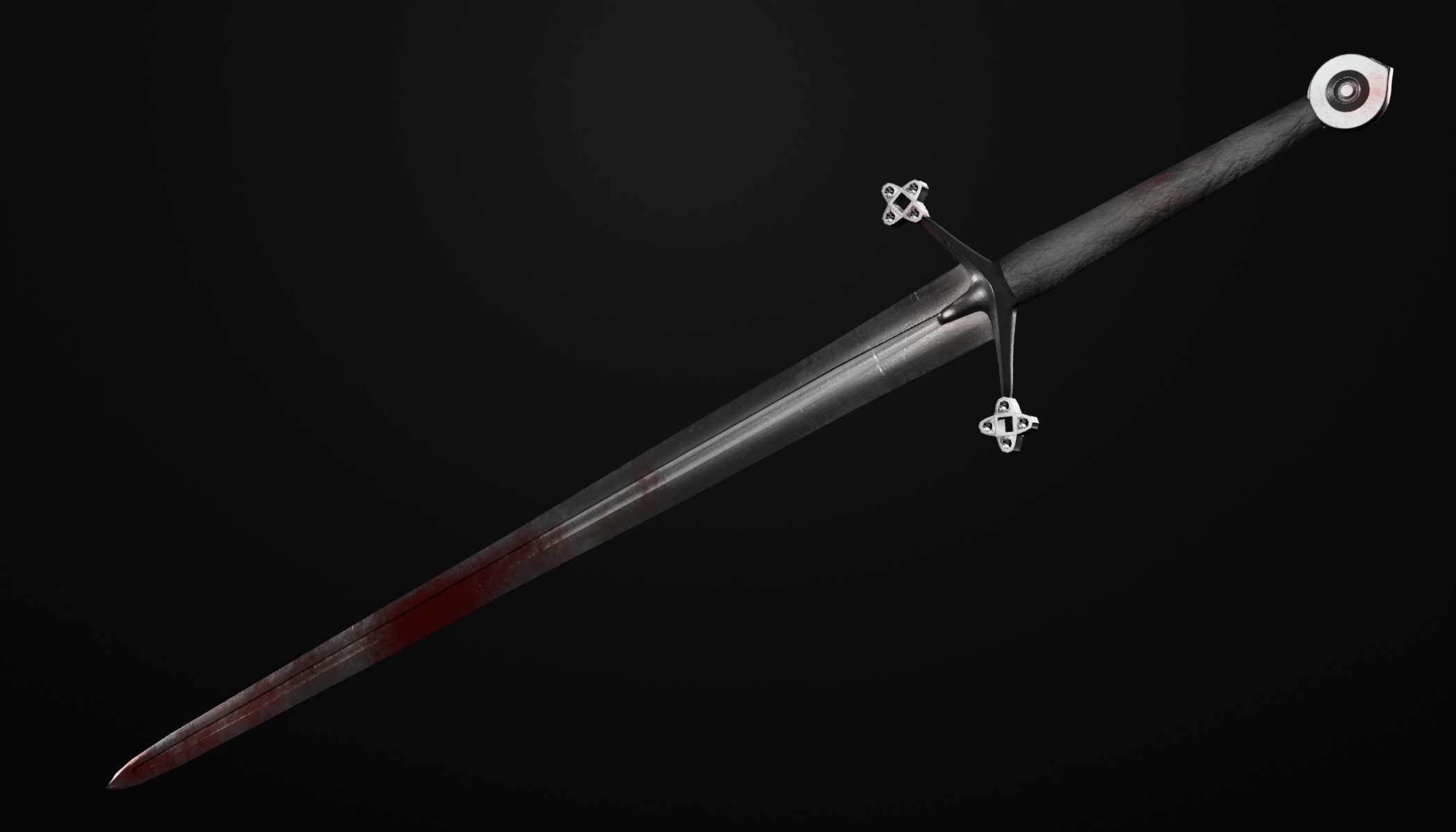 Claymore medieval sword with multiple texture variations Low-poly 3D model_5