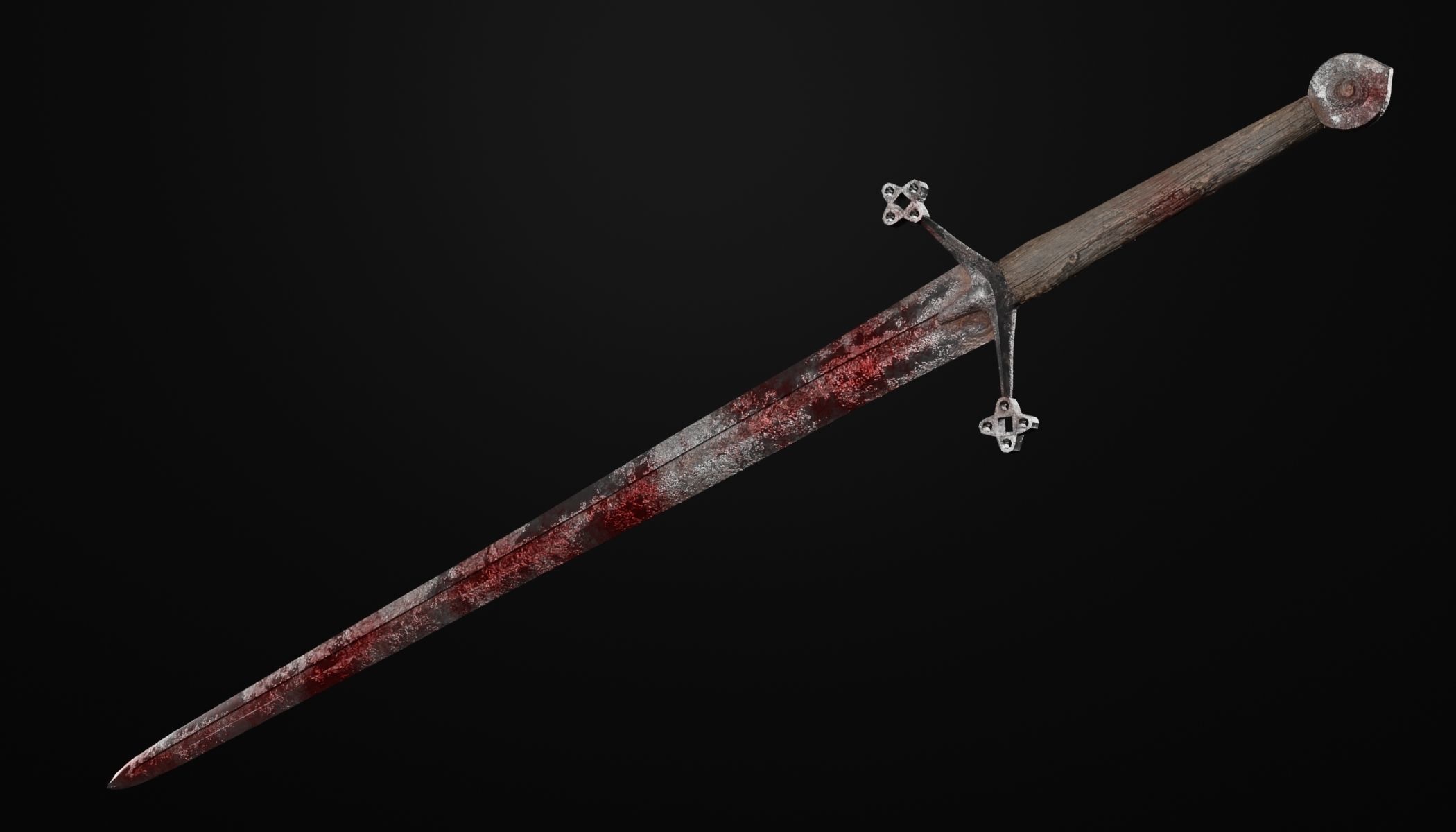 Claymore medieval sword with multiple texture variations Low-poly 3D model_13