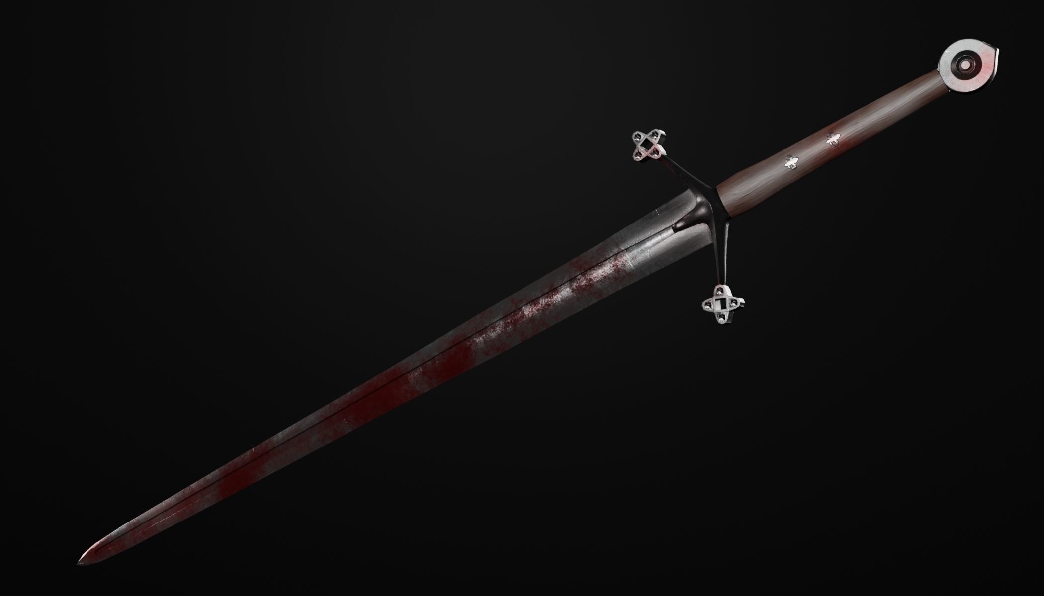 Claymore medieval sword with multiple texture variations Low-poly 3D model_9