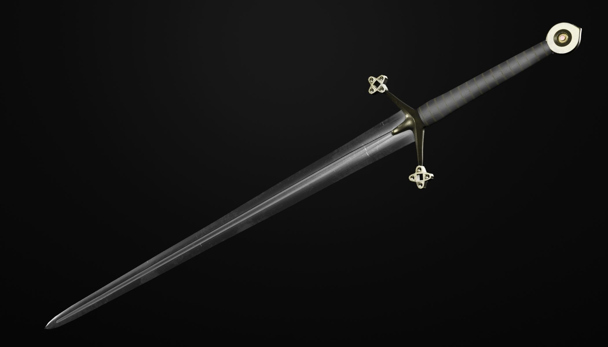 Claymore medieval sword with multiple texture variations Low-poly 3D model_6