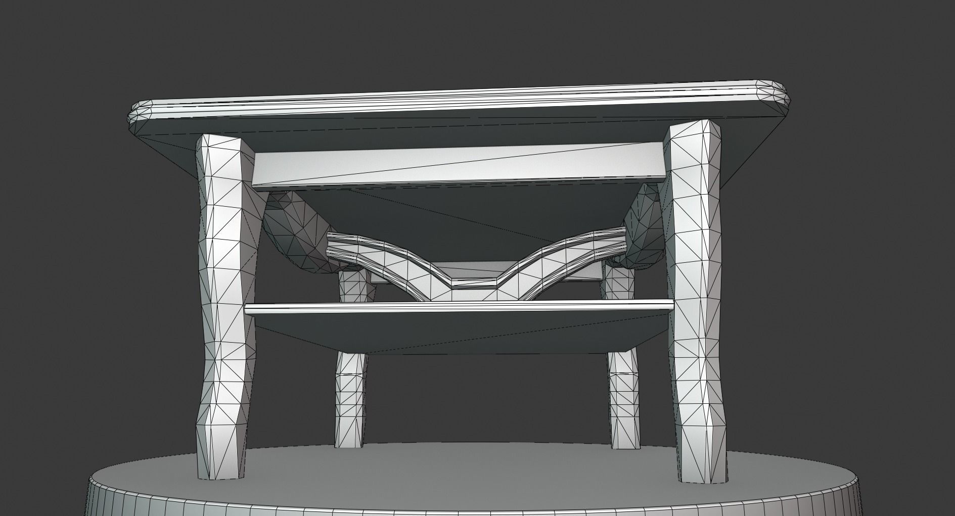 Vintage Wooden Coffee Table Low-poly 3D model_7