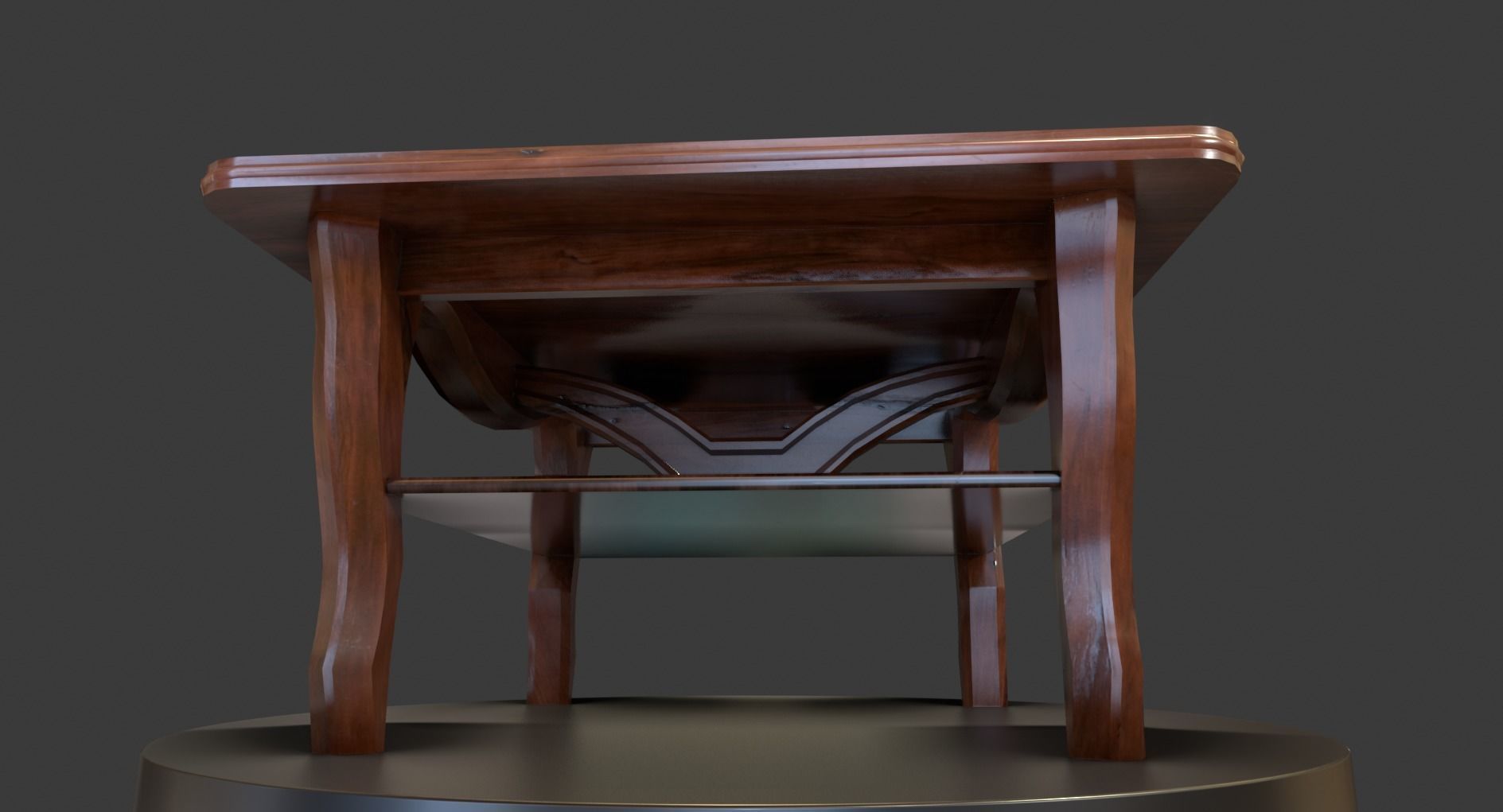 Vintage Wooden Coffee Table Low-poly 3D model_6