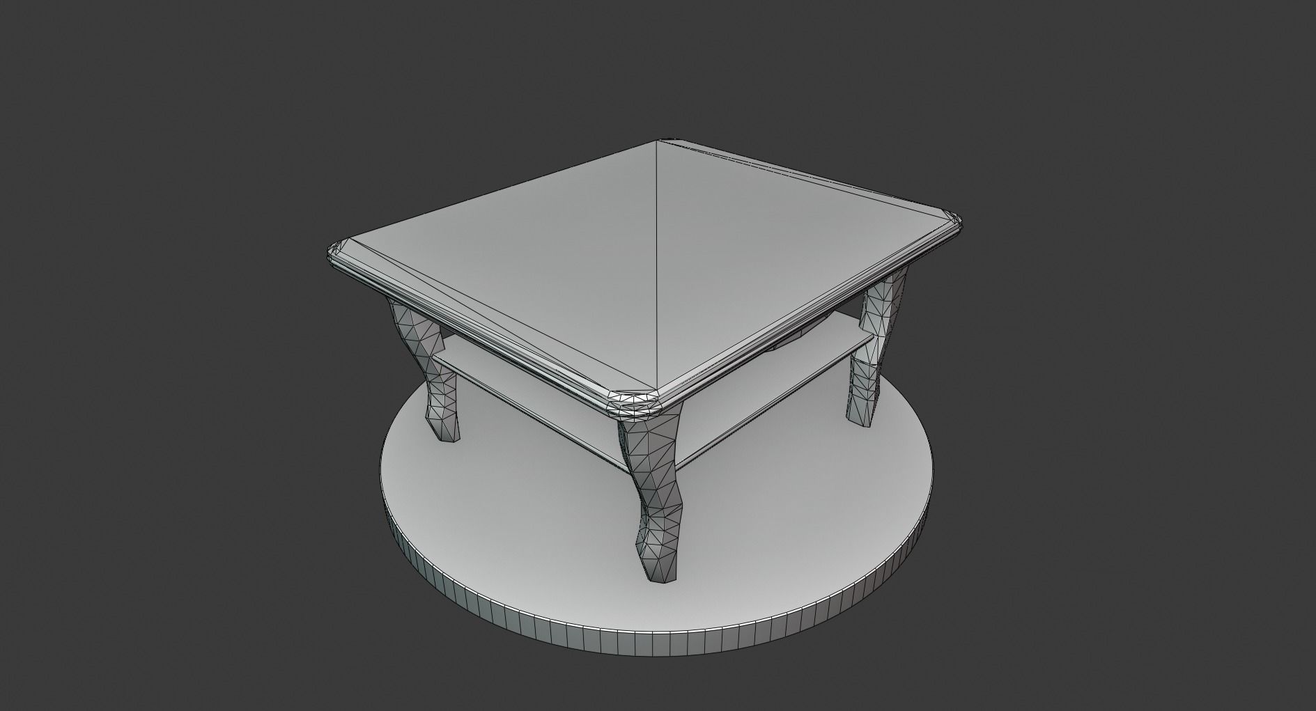 Vintage Wooden Coffee Table Low-poly 3D model_1