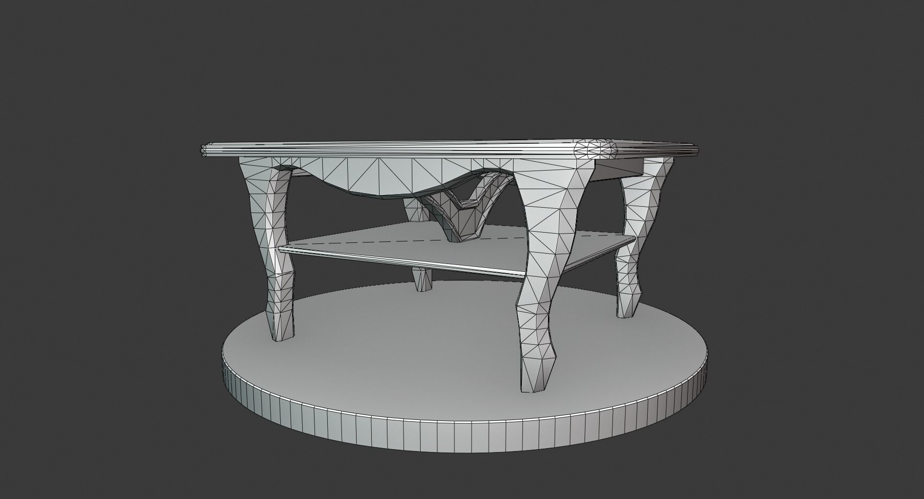 Vintage Wooden Coffee Table Low-poly 3D model_3