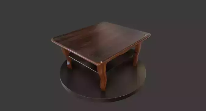 Vintage Wooden Coffee Table Low-poly 3D model