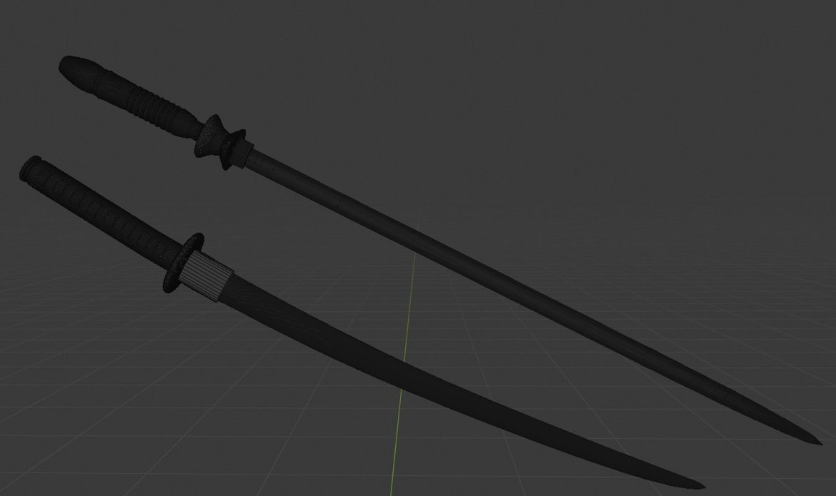Simple Katana and Sword  3D model_4