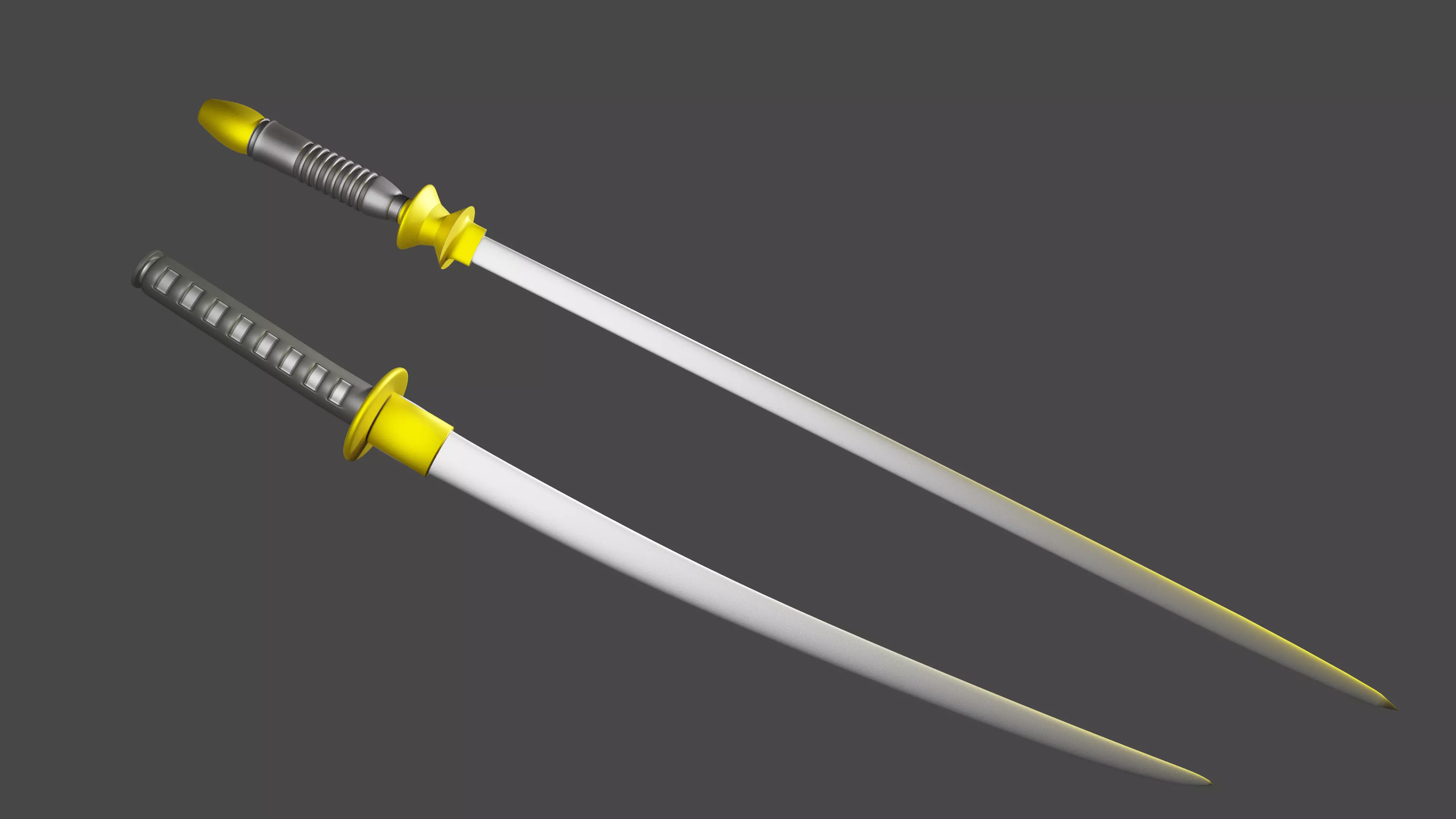 Simple Katana and Sword  3D model_0