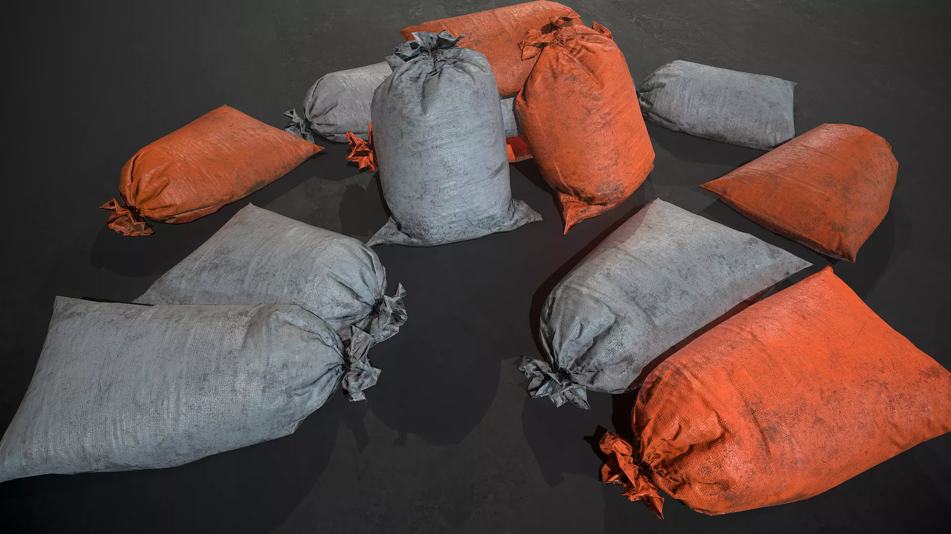 Old Sandbags - mini set Low-poly 3D model_0