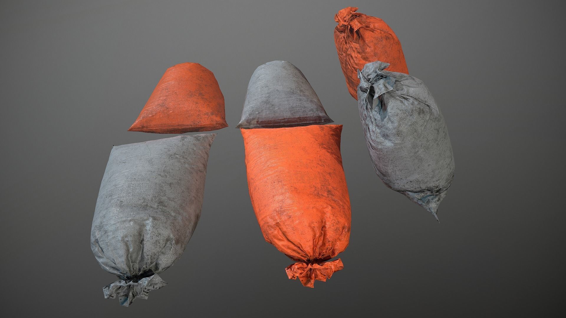 Old Sandbags - mini set Low-poly 3D model_5