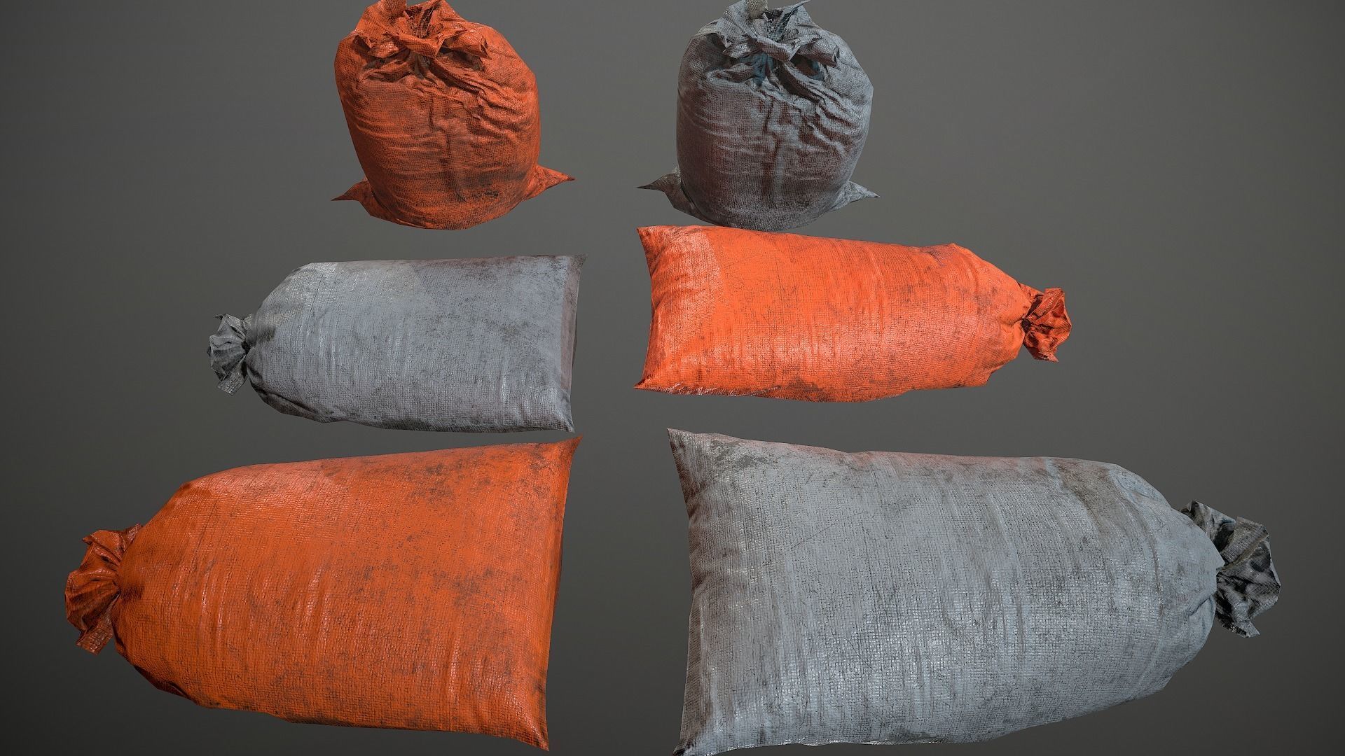 Old Sandbags - mini set Low-poly 3D model_6