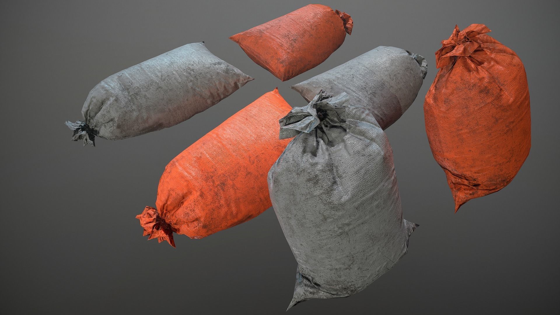 Old Sandbags - mini set Low-poly 3D model_4