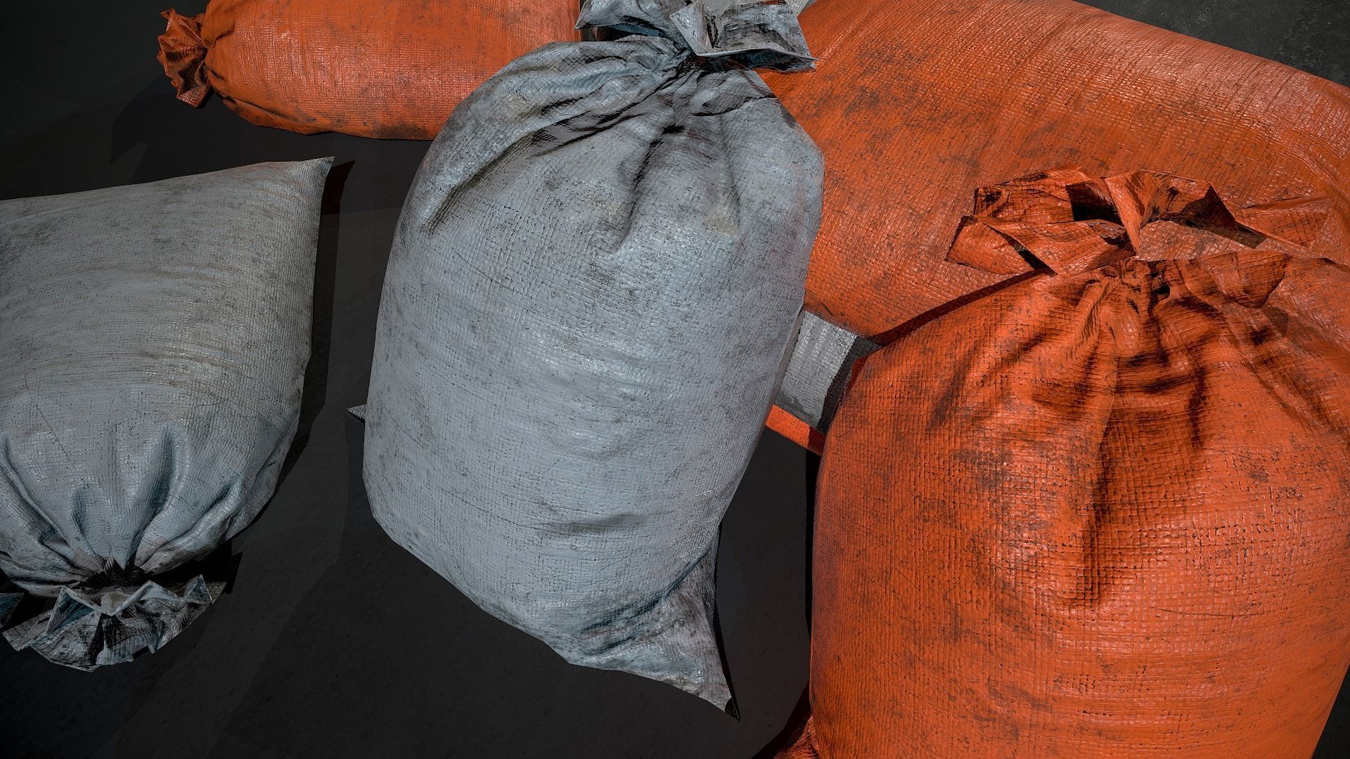 Old Sandbags - mini set Low-poly 3D model_1