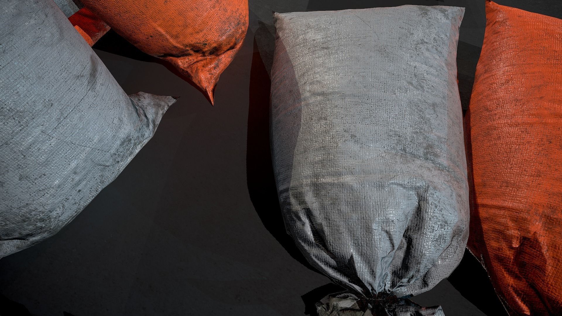 Old Sandbags - mini set Low-poly 3D model_2