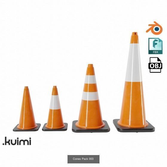 Road Cones and Barricades Vol 1 3D Model Collection_3
