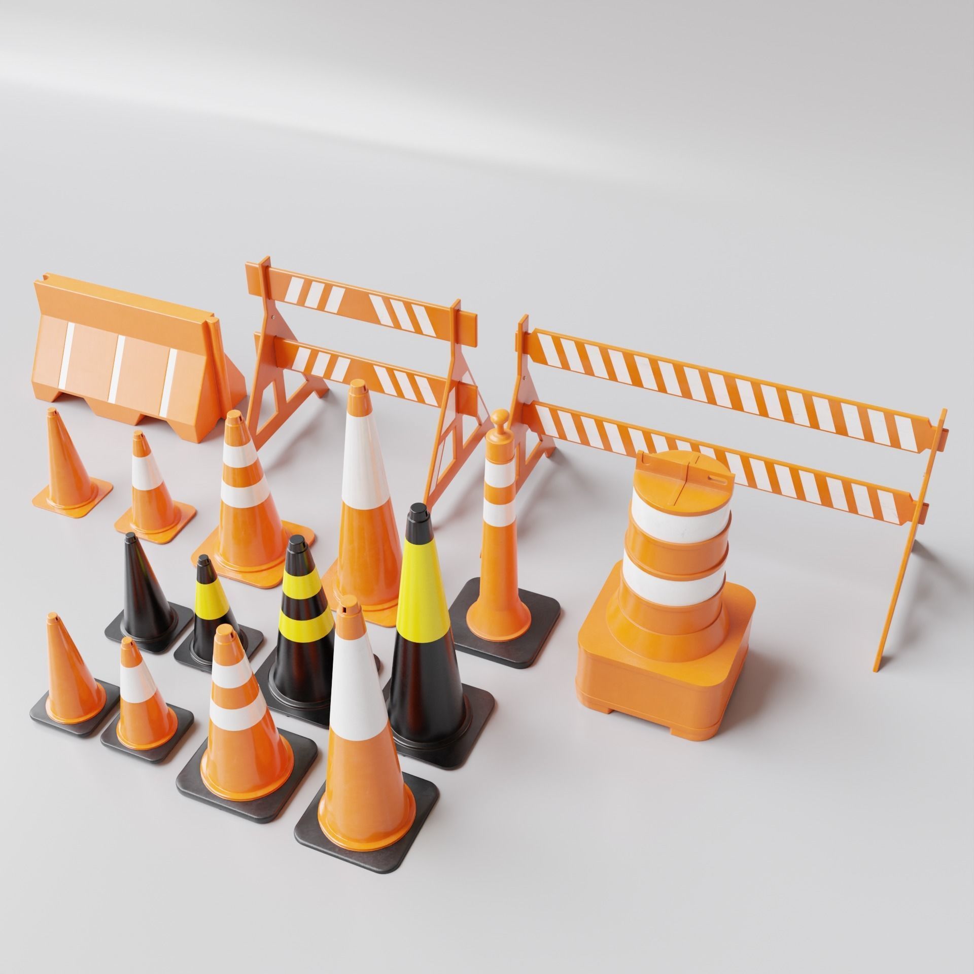 Road Cones and Barricades Vol 1 3D Model Collection_1