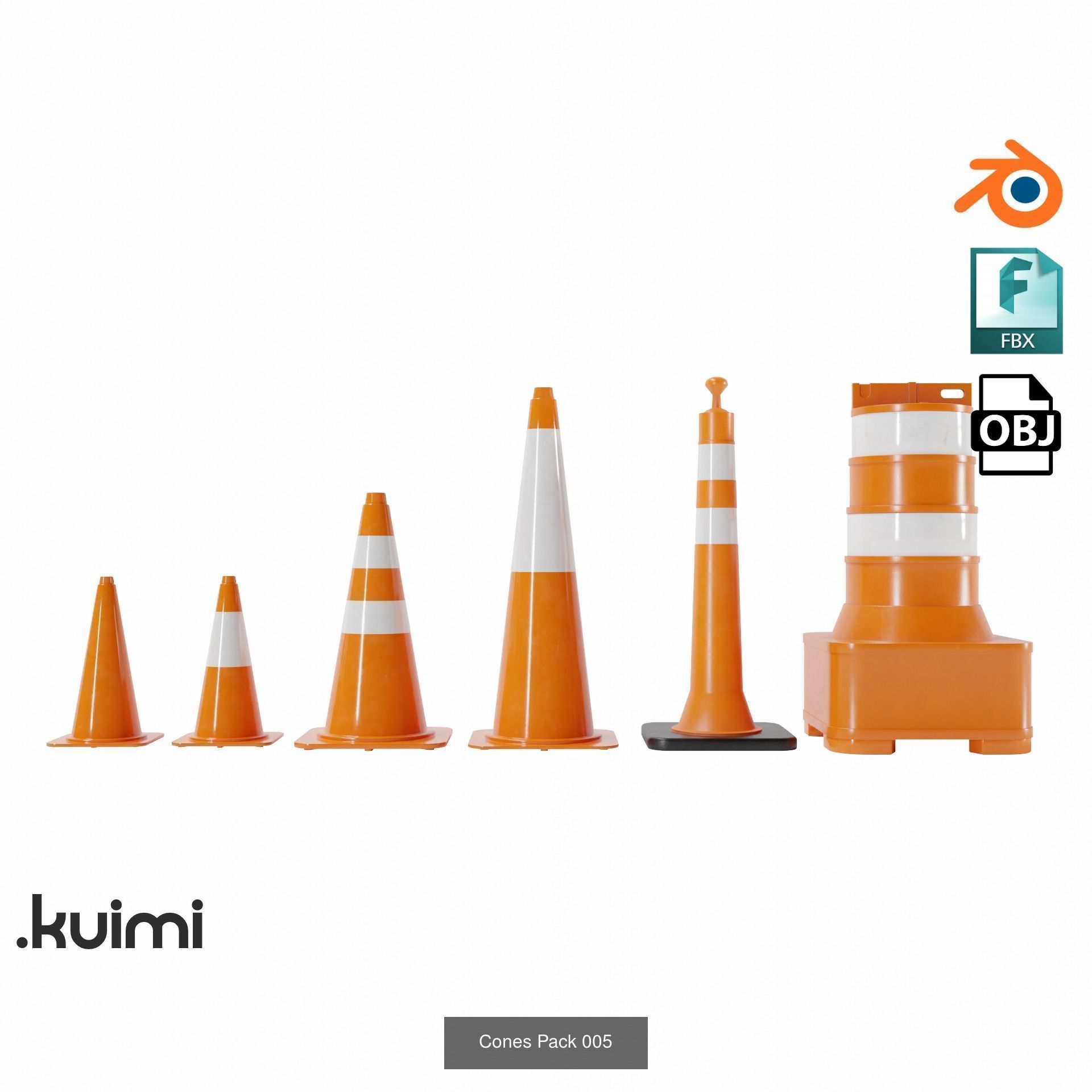 Road Cones and Barricades Vol 1 3D Model Collection_4