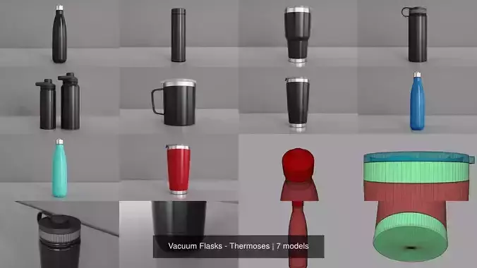Vacuum Flasks - Thermoses 3D Model Collection