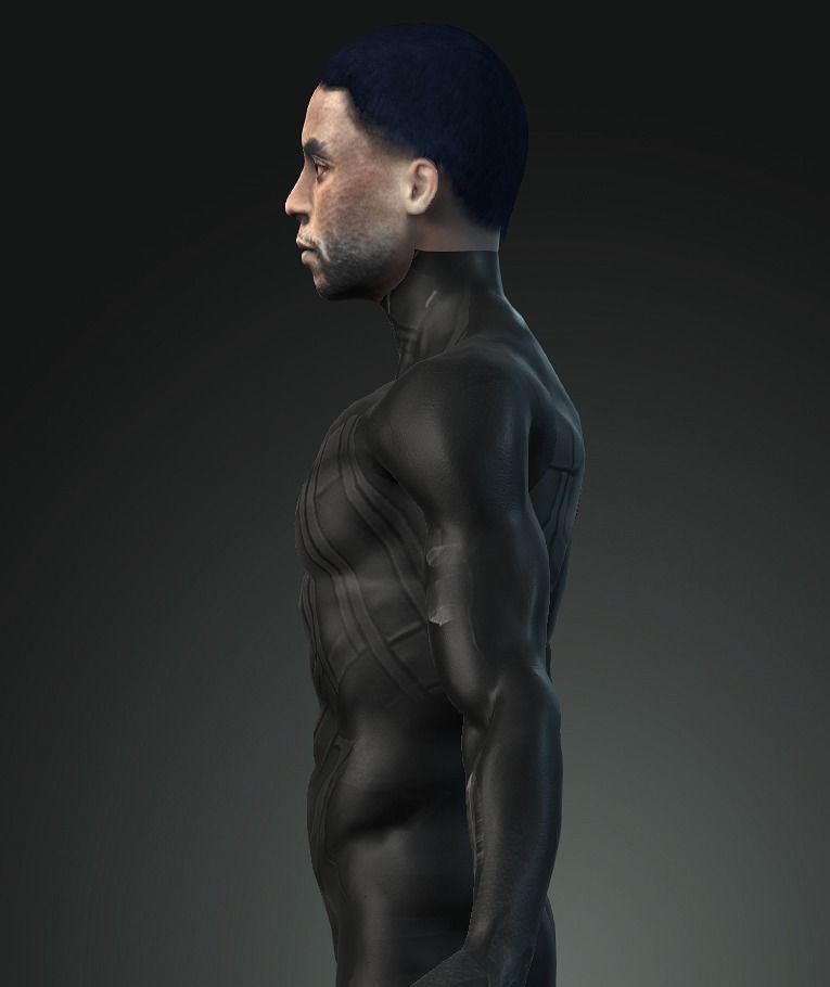 Black Panther - Chadwick Boseman Full Rigged with Face Rig 3D model_5