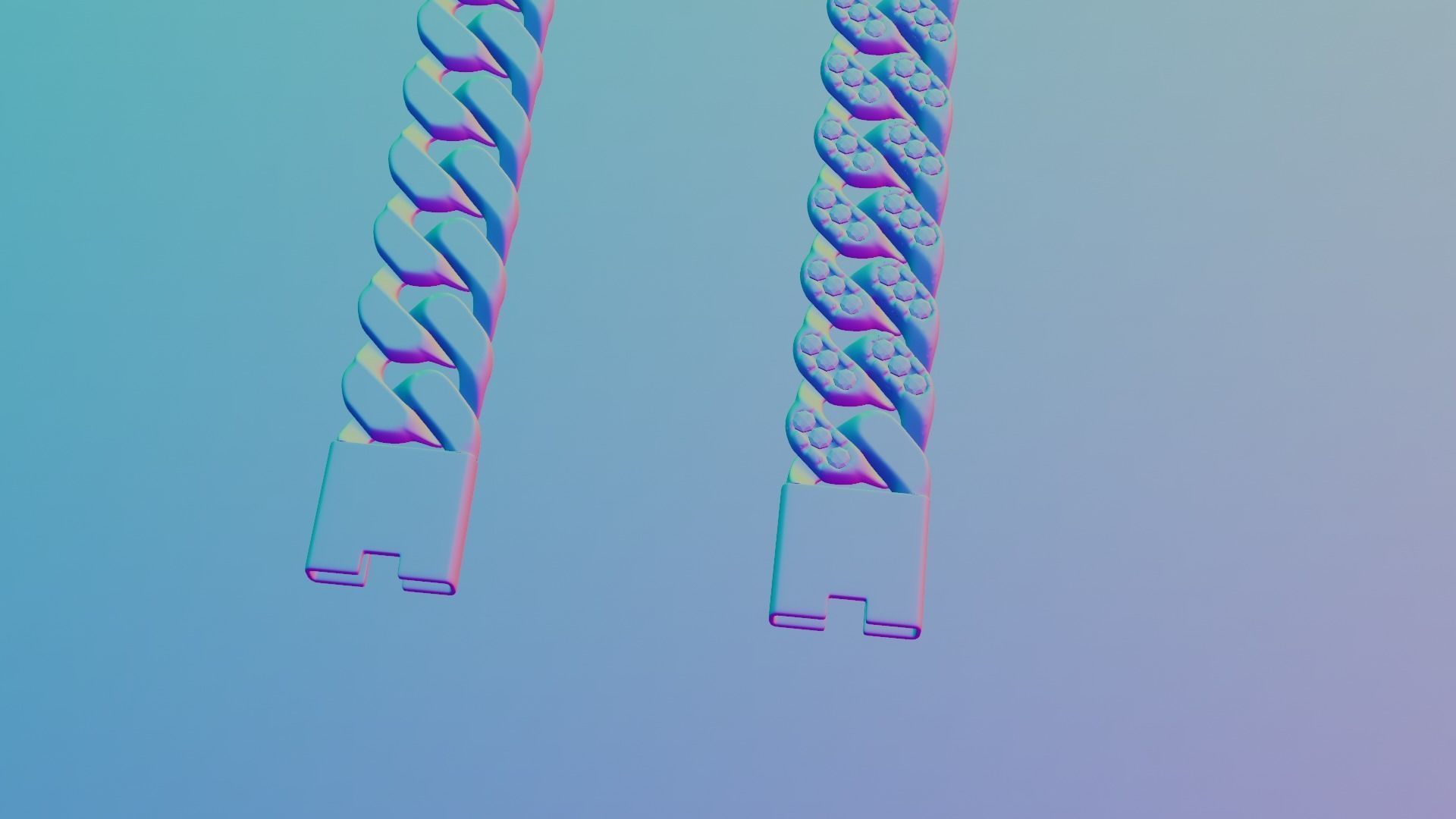 Cuban Bracelet With Diamonds and Rose Gold 3D print model_22