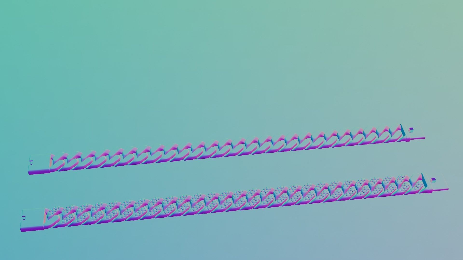 Cuban Bracelet With Diamonds and Rose Gold 3D print model_16