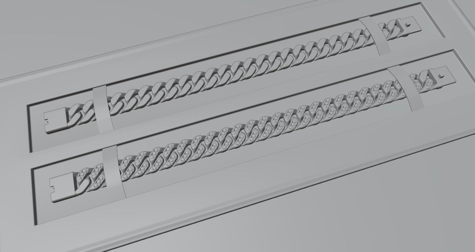 Cuban Bracelet With Diamonds and Rose Gold 3D print model_6