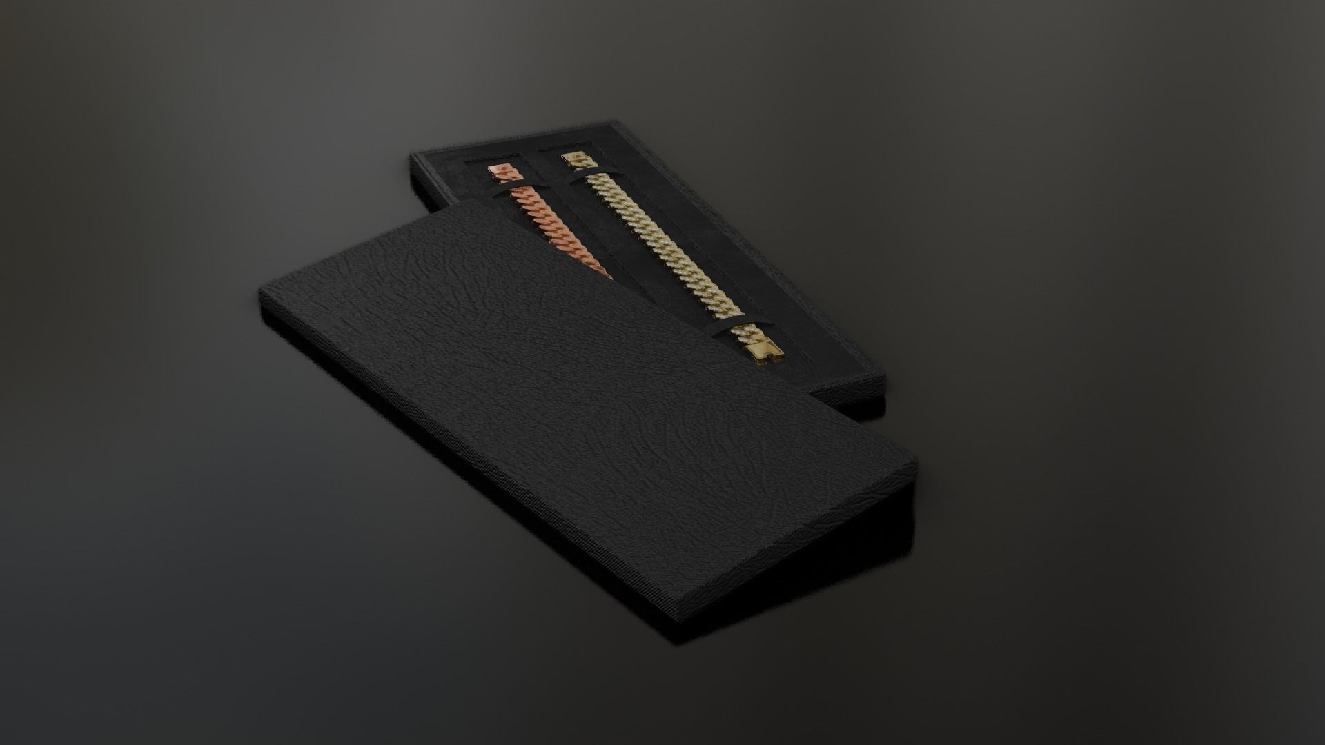 Cuban Bracelet With Diamonds and Rose Gold 3D print model_10