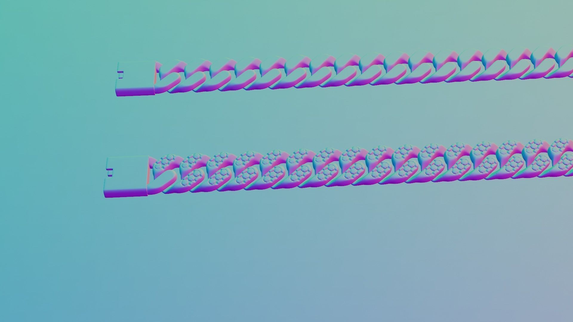 Cuban Bracelet With Diamonds and Rose Gold 3D print model_18