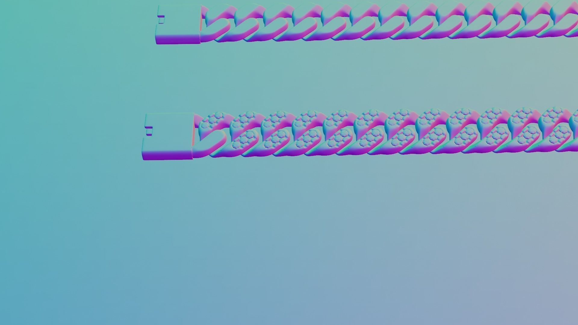 Cuban Bracelet With Diamonds and Rose Gold 3D print model_24