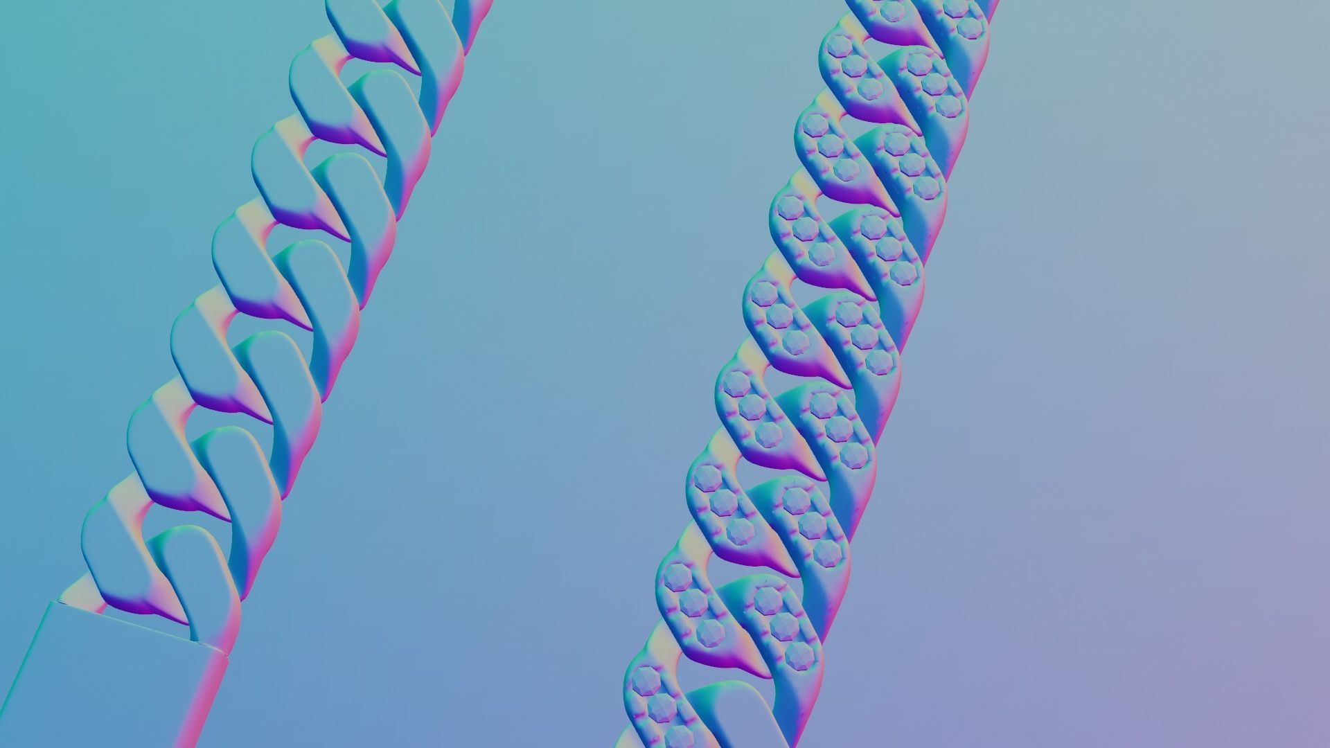 Cuban Bracelet With Diamonds and Rose Gold 3D print model_23