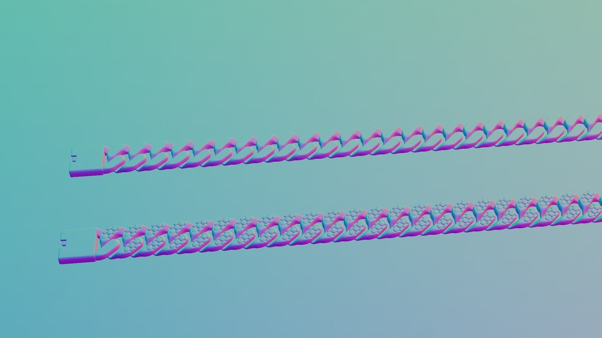 Cuban Bracelet With Diamonds and Rose Gold 3D print model_26