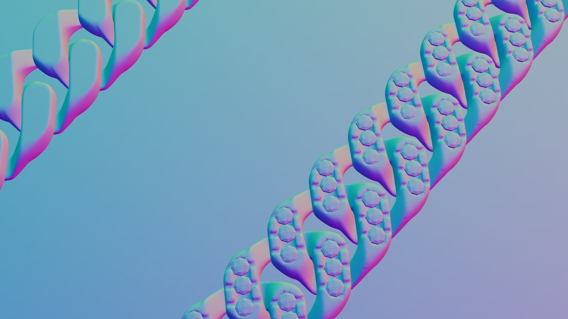 Cuban Bracelet With Diamonds and Rose Gold 3D print model_21