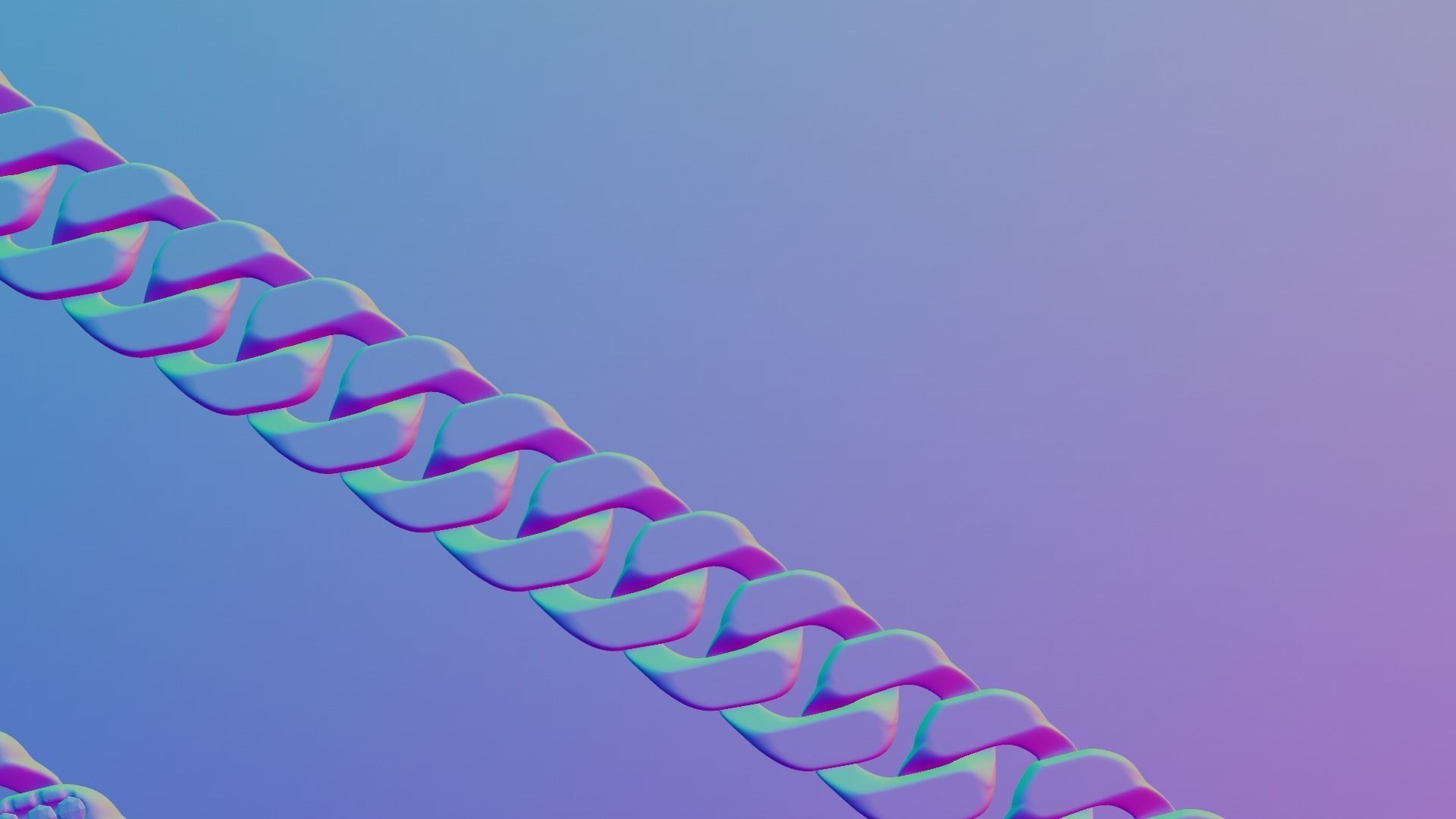 Cuban Bracelet With Diamonds and Rose Gold 3D print model_25