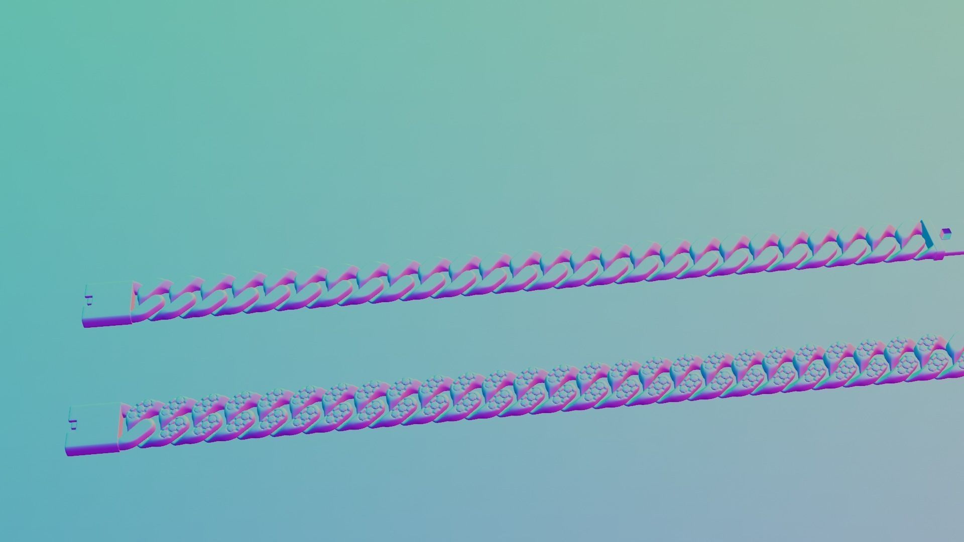 Cuban Bracelet With Diamonds and Rose Gold 3D print model_20