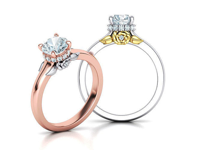 1ct Floral Engagement ring Solitaire design  3D print model