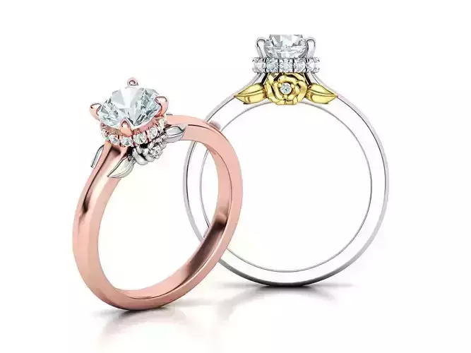 1ct Floral Engagement ring Solitaire design  3D print model