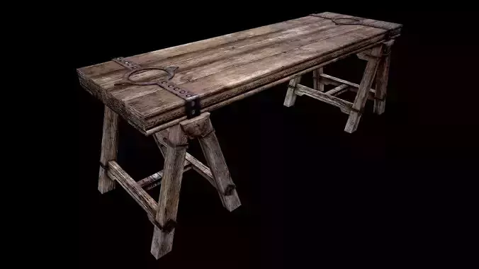 Rusty wooden table  lowpoly model