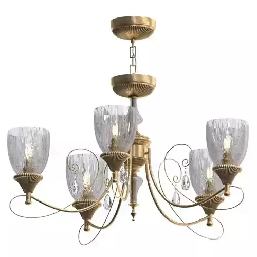 SABINA gold chandelier with four glass shades