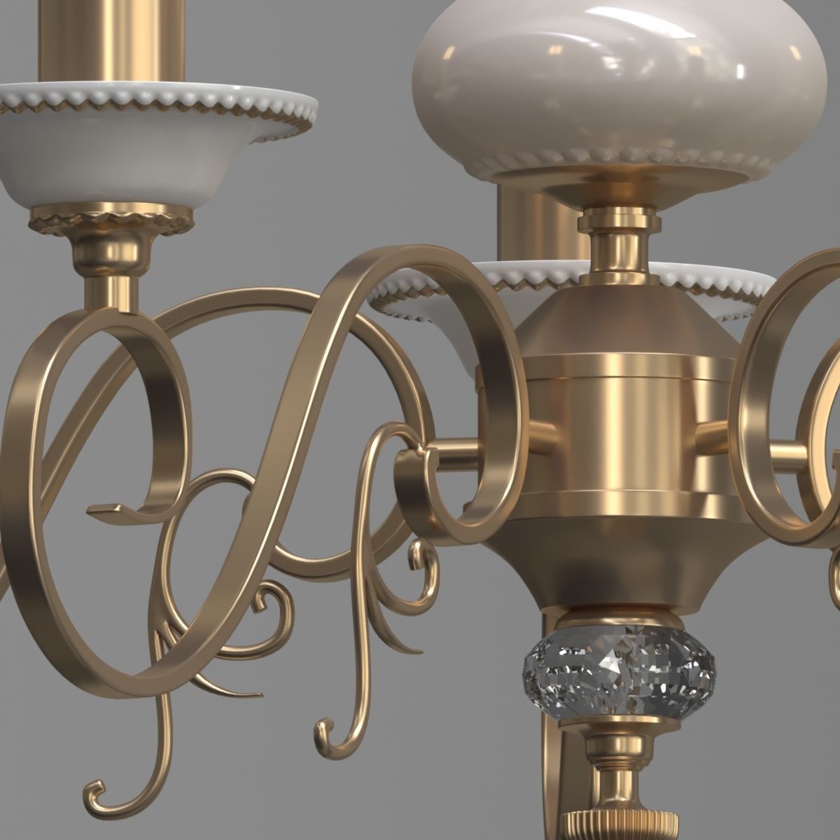 PERLA gold and chandelier with four lights Low-poly 3D model_1