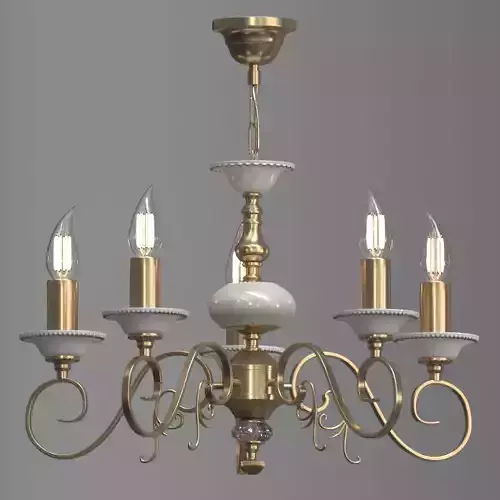 PERLA gold and chandelier with four lights