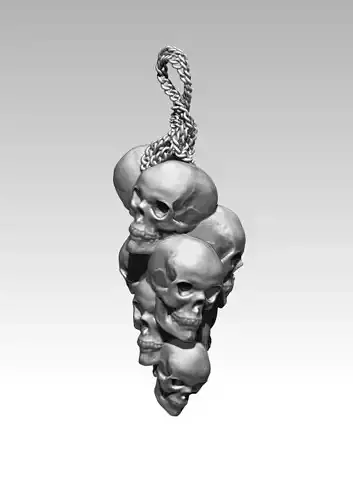 World King Top Jewel Pendant Chain Skull