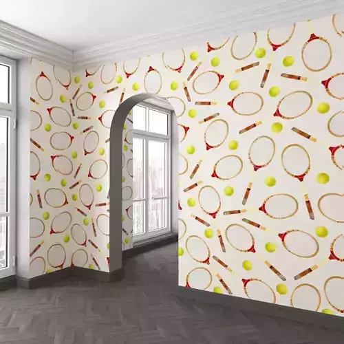 WallDeco-Life-var-12 room with tennis rackets and balls on wall