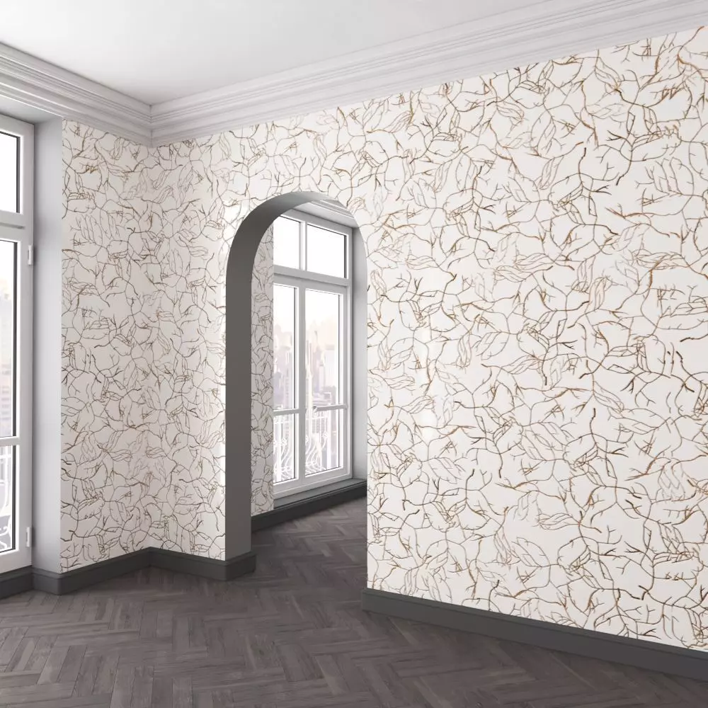 WallDeco-Life-var-30 empty room with floral wallpaper 3D model